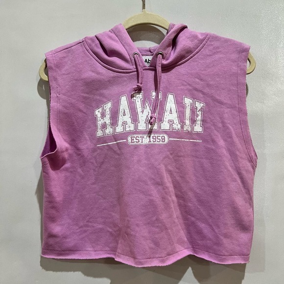 ABOUND Hooded Sleeveless Crop Sweatshirt In Purple Tulip Hawaii Size Small - Picture 1 of 4